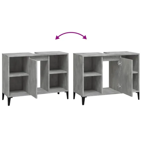 Ormarić za Lavabo - Umivaonik siva boja betona 80 x 33 x 60 cm drveni - Beton siva Cijena