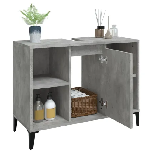 Ormarić za Lavabo - Umivaonik siva boja betona 80 x 33 x 60 cm drveni - Beton siva Cijena