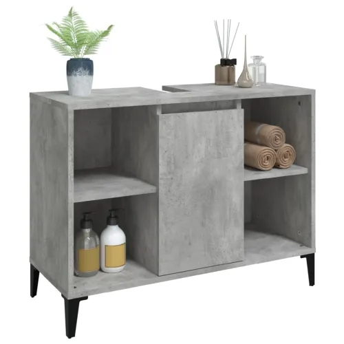 Ormarić za Lavabo - Umivaonik siva boja betona 80 x 33 x 60 cm drveni - Beton siva Cijena