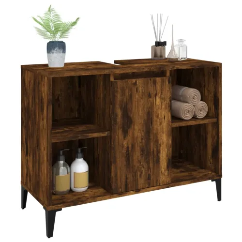 Ormarić za Lavabo - Umivaonik boja dimljenog hrasta 80x33x60 cm drveni - Dimljeni hrast Cijena
