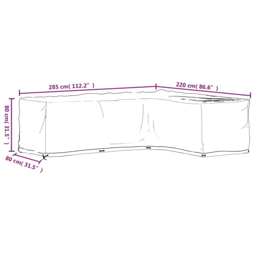 Navlaka za kutnu vrtnu garnituru sa 18 ušica 285x220x80 cm - 285 x 220 x 80 cm 1 Cijena