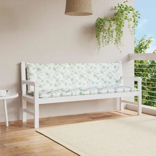 Jastuci za vrtnu klupu 2 kom s uzorkom lišća od tkanine Oxford - Bijela i zelena 180 cm Cijena