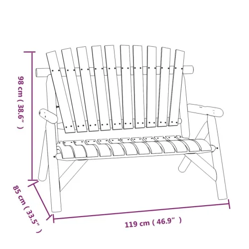 Vrtna klupa s 2 sjedala 119 x 85 x 98 cm masivno drvo smreke - Prirodna klupa Cijena