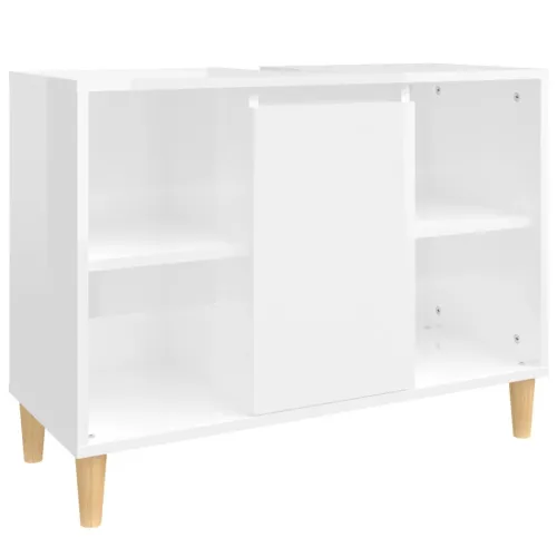 Ormarić za Lavabo - Umivaonik visoki sjaj bijeli 80 x 33 x 60 cm drveni - Visoko sjajno bijela Cijena