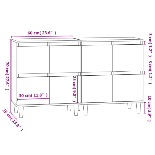 Komode 2 kom siva boja betona 60x35x70 cm od konstruiranog drva - Beton siva 2 Cijena