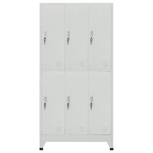 Ormarić s ključem i 6 pretinaca čelični 90 x 45 x 180 cm sivi  - Siva 1 sa 6 ormarića s ključem 1 Cijena