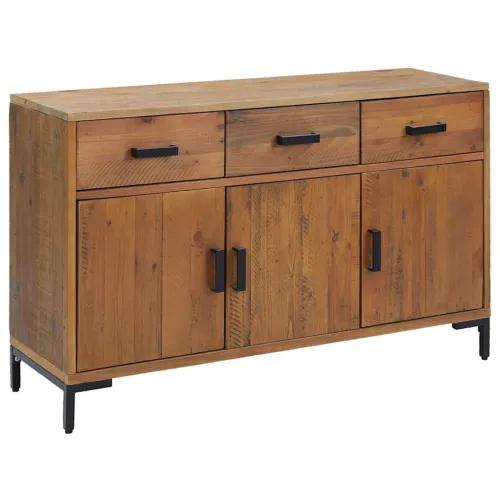 Komoda smeđa 110 x 35 x 70 cm od masivne borovine - Smeđa Cijena