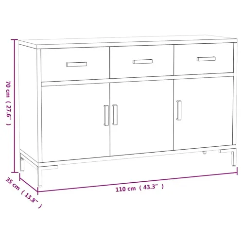 Komoda smeđa 110 x 35 x 70 cm od masivne borovine - Smeđa Cijena