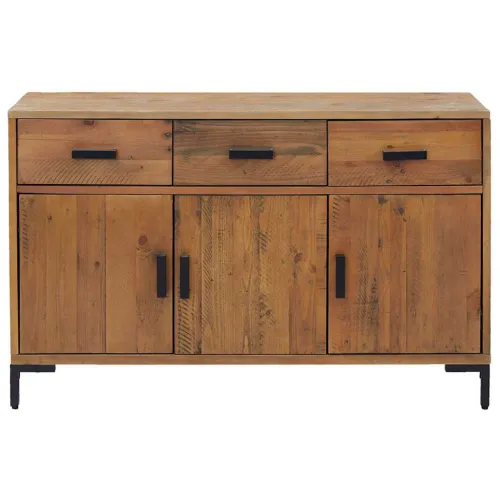 Komoda smeđa 110 x 35 x 70 cm od masivne borovine - Smeđa Cijena