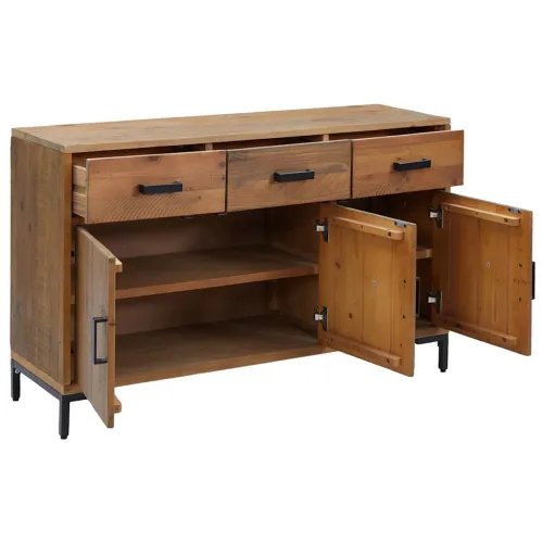 Komoda smeđa 110 x 35 x 70 cm od masivne borovine - Smeđa Cijena
