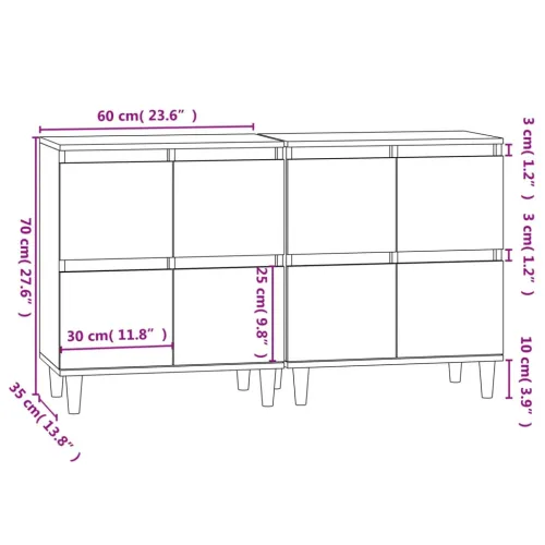 Komode 2 kom crne 60x35x70 cm od konstruiranog drva - Crna 2 Cijena