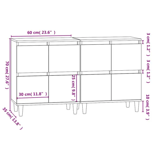 Komode 2 kom boja dimljenog hrasta 60x35x70cm konstruirano drvo - Dimljeni hrast 2 Cijena