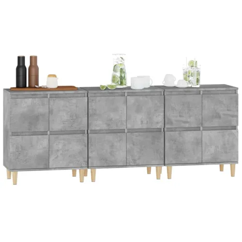 Komode 3 kom siva boja betona 60x35x70 cm od konstruiranog drva - Beton siva 3 Cijena