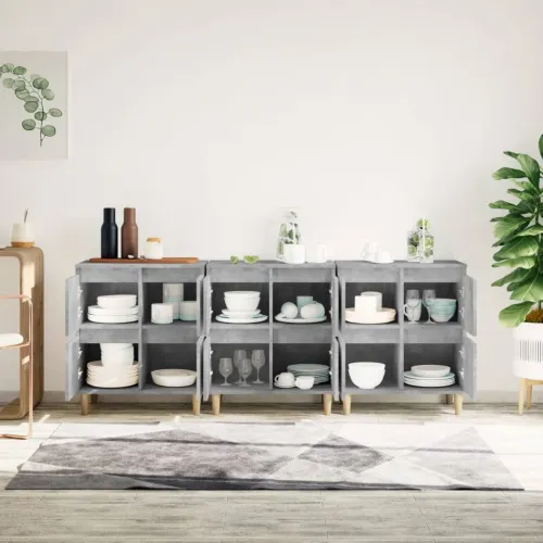 Komode 3 kom siva boja betona 60x35x70 cm od konstruiranog drva - Beton siva 3 Cijena