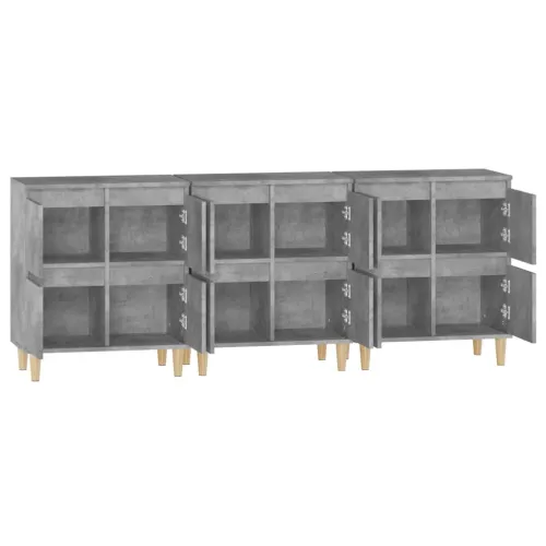 Komode 3 kom siva boja betona 60x35x70 cm od konstruiranog drva - Beton siva 3 Cijena