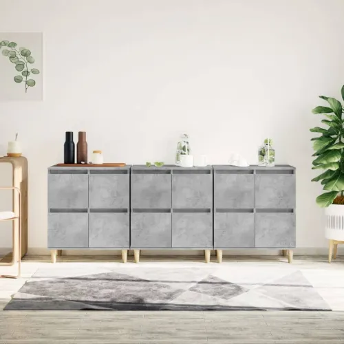 Komode 3 kom siva boja betona 60x35x70 cm od konstruiranog drva - Beton siva 3 Cijena