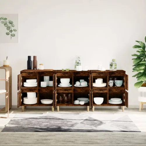 Komode 3 kom boja dimljenog hrasta 60x35x70cm konstruirano drvo - Dimljeni hrast 3 Cijena