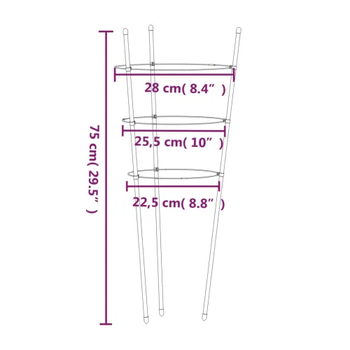 Kolci za vrtne biljke s 3 prstena 5 kom zeleni 75 cm čelični - 28 x 75 cm Cijena