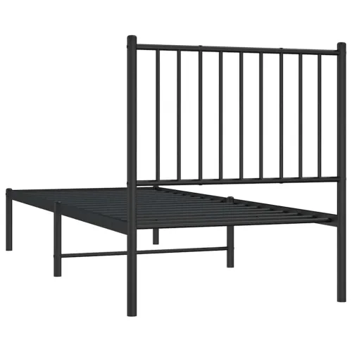 Metalni okvir za krevet s uzglavljem crni 80x200 cm - Crna 80 x 200 cm s uzglavljem Cijena