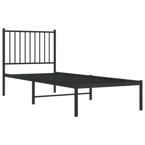 Metalni okvir za krevet s uzglavljem crni 80x200 cm - Crna 80 x 200 cm s uzglavljem Cijena