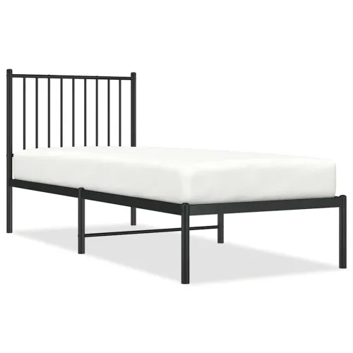 Metalni okvir za krevet s uzglavljem crni 80x200 cm - Crna 80 x 200 cm s uzglavljem Cijena