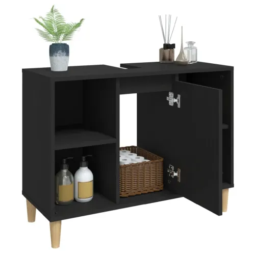 Ormarić za Lavabo - Umivaonik crni 80 x 33 x 60 cm konstruirano drvo - Crna Cijena
