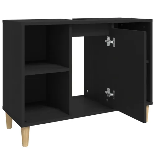Ormarić za Lavabo - Umivaonik crni 80 x 33 x 60 cm konstruirano drvo - Crna Cijena
