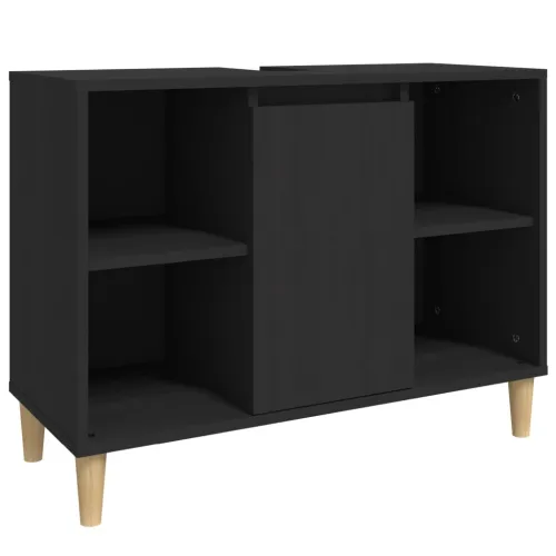 Ormarić za Lavabo - Umivaonik crni 80 x 33 x 60 cm konstruirano drvo - Crna Cijena