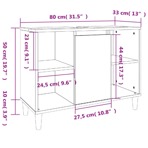 Ormarić za Lavabo - Umivaonik crni 80 x 33 x 60 cm konstruirano drvo - Crna Cijena