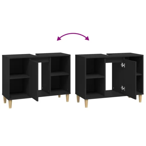 Ormarić za Lavabo - Umivaonik crni 80 x 33 x 60 cm konstruirano drvo - Crna Cijena