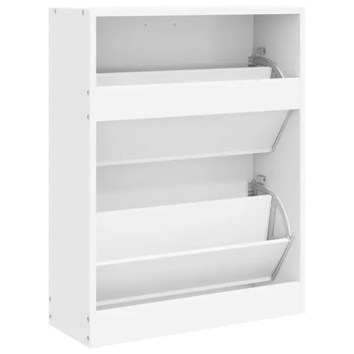 Bijeli drveni ormarić za cipele s 2 pretinca - Bijela 63.5 x 24 x 81 cm Cijena