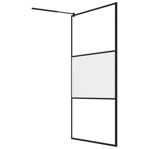 Pregrada za tuš s policom crna 115x195 cm staklo ESG i aluminij - Crna 115 x 195 cm Matirano Cijena