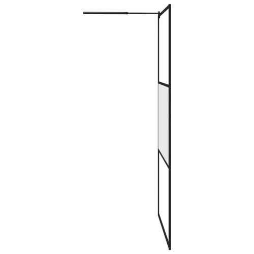 Pregrada za tuš s policom crna 115x195 cm staklo ESG i aluminij - Crna 115 x 195 cm Matirano Cijena