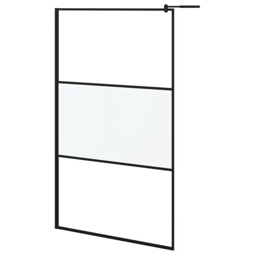 Pregrada za tuš s policom crna 115x195 cm staklo ESG i aluminij - Crna 115 x 195 cm Matirano Cijena