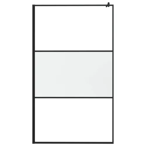 Pregrada za tuš s policom crna 115x195 cm staklo ESG i aluminij - Crna 115 x 195 cm Matirano Cijena