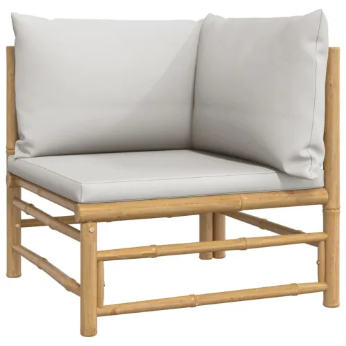 Kutne vrtne sofe s svjetlosivim jastucima 2 kom od bambusa - Svjetlosiva Kutna sofa (2 kom) Cijena