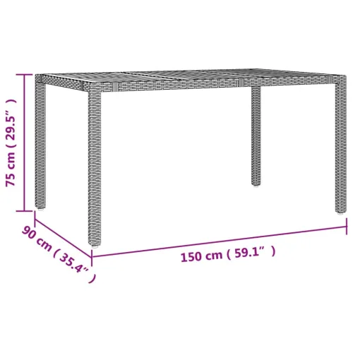 Vrtna garnitura - 5-dijelni vrtni blagovaonski set crni poliratan i drvo bagrema - 150 x 90 x 75 cm 5 Cijena