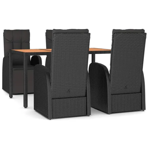 Vrtna garnitura - 5-dijelni vrtni blagovaonski set crni poliratan i drvo bagrema - 150 x 90 x 75 cm 5 Cijena