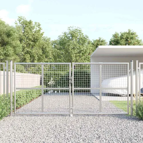 Dvorišna vrata - Vrtna vrata od mreže srebrne boje 300 x 125 cm, pocinčani čelik - Srebrno Cijena