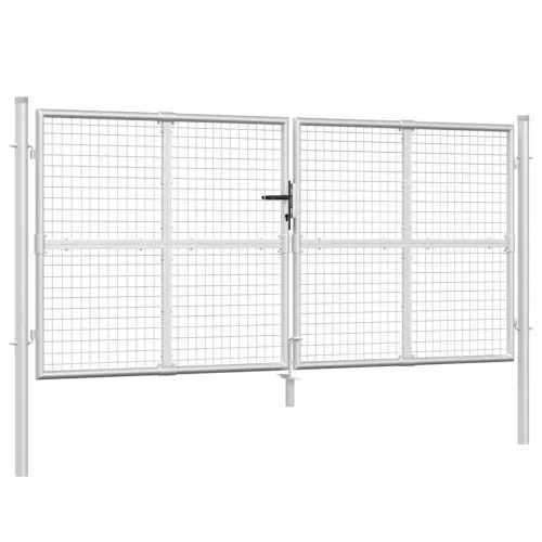 Dvorišna vrata - Vrtna vrata od mreže srebrne boje 300 x 125 cm, pocinčani čelik - Srebrno Cijena