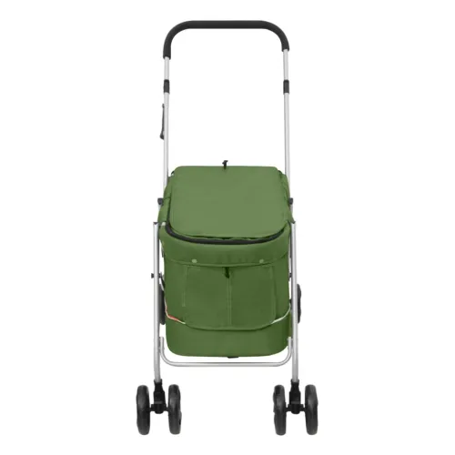 Sklopiva kolica za pse zelena 100x49x96 cm od lanene tkanine - Zelena Cijena