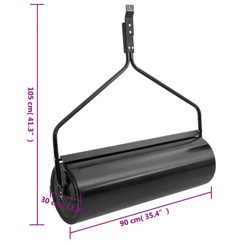 Vrtni valjak za travnjak s guranjem crni 63 L željezni - Crna 30 x 90 cm Bez ručke Cijena