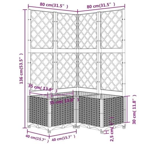 Vrtna sadilica s rešetkom svjetlosiva 80x80x136 cm PP - Svjetlosiva 80 x 80 x 136 cm bez kotača Cijena