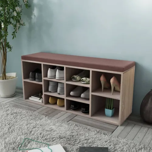 Klupa za cipele s 10 pretinaca, boja hrasta - Smeđa Cijena