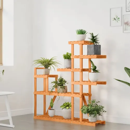 Stalak za cvijeće 110 x 25 x 111 cm od masivne jelovine - Svjetlosmeđa 110 x 25 x 111 cm Cijena