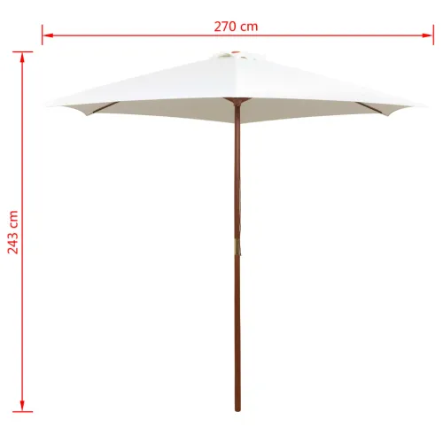 Suncobran 270 x 270 cm s drvenim stupom krem bijeli - Krema 1 Cijena