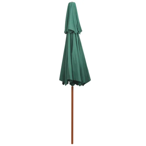Dvoslojni suncobran 270 x 270 cm s drvenim stupom zeleni - Zelena Cijena