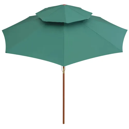 Dvoslojni suncobran 270 x 270 cm s drvenim stupom zeleni - Zelena Cijena