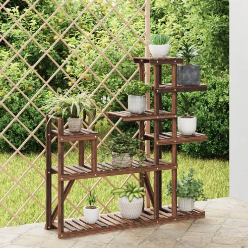 Stalak za cvijeće 110 x 25 x 111 cm od masivne jelovine - Smeđa 110 x 25 x 111 cm Cijena