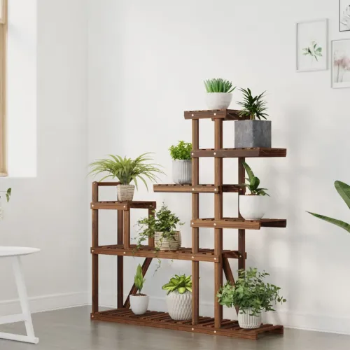 Stalak za cvijeće 110 x 25 x 111 cm od masivne jelovine - Smeđa 110 x 25 x 111 cm Cijena